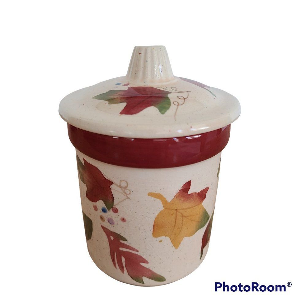 Vintage Hallmark Fall Candle With Lid - Ceramic - Autumn Leaves - Acorns - Vines